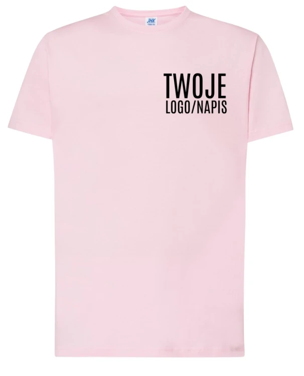 pudrowo różowa koszulka robocza z logiem twojej firmy.webp