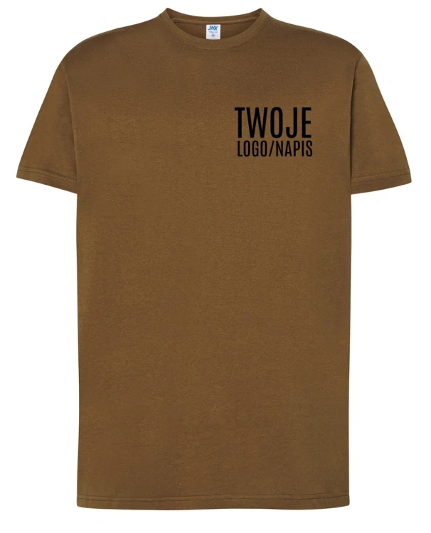 brązowa koszulka firmowa z logiem twojej firmy.webp