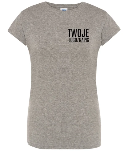 SZARA DAMSKA KOSZULKA REKLAMOWA Z LOGIEM.webp