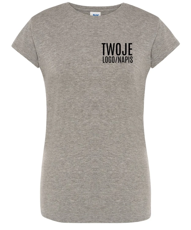 SZARA DAMSKA KOSZULKA REKLAMOWA Z LOGIEM.webp
