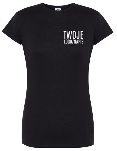 Czarna damska koszulka z logo firmy.jpg