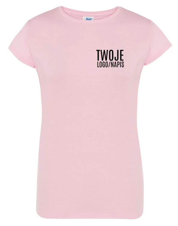 Różowa damska koszulka reklamowa z logiem.jpg