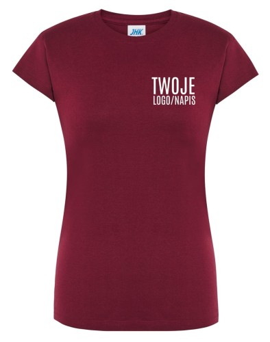 Bordowa damska koszulka z logiem firmy.jpg