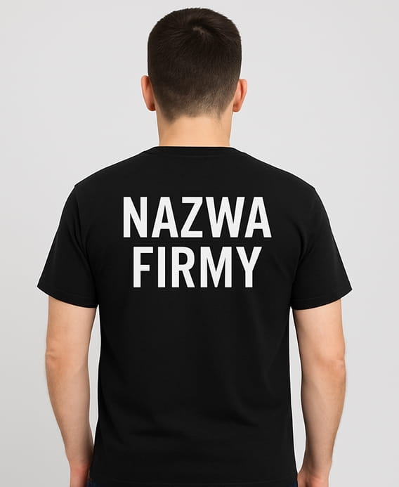 Koszulka reklamowa z logirm firmy na plecach.jpg