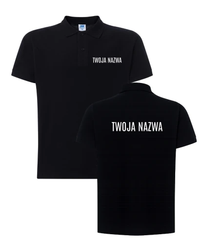 Czarna męska koszulka polo z logiem firmy .webp