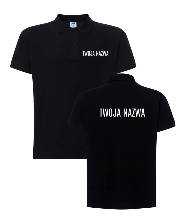 Czarna męska koszulka polo z logiem firmy .webp